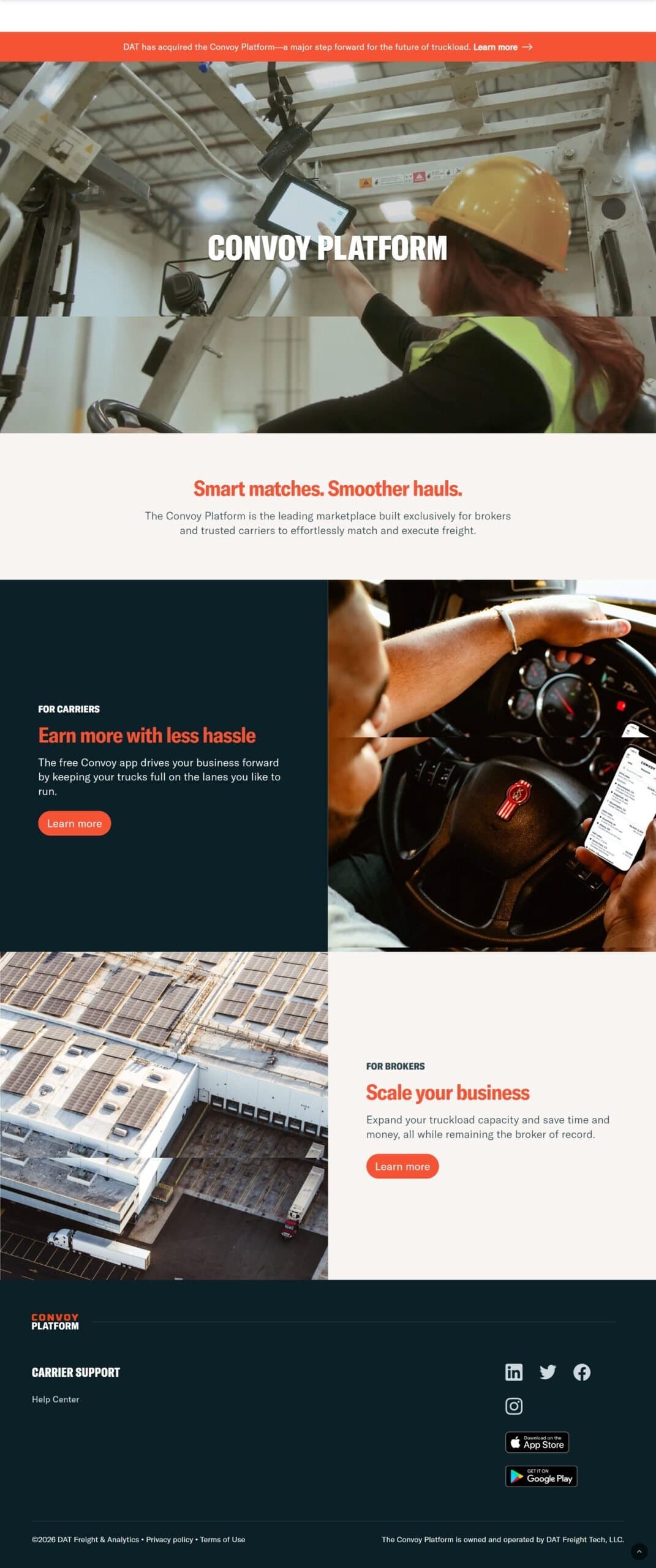 Convoy Platform website design and interface by Go Execution